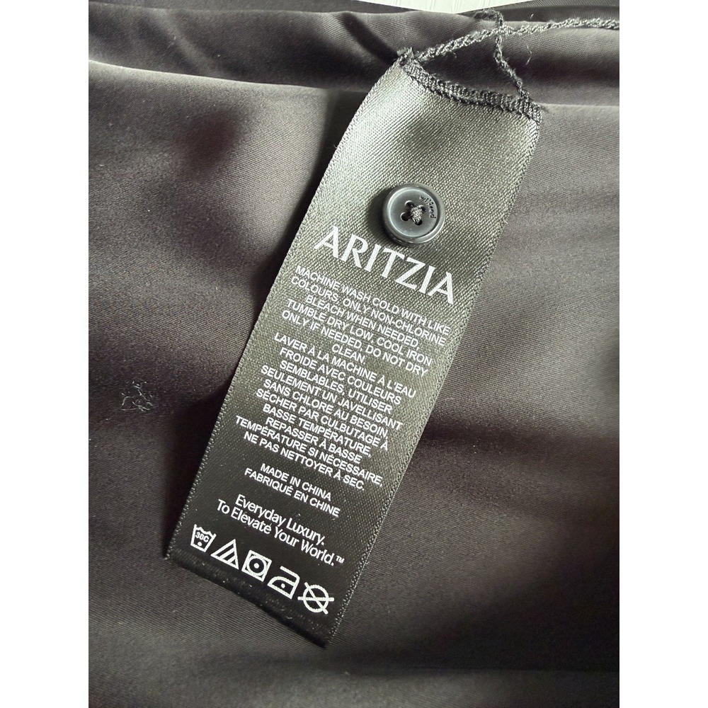 Aritzia Wilfred Cursive Dress Black Size 6 Long Sleeve V Neck Slit Midi - Picture 11 of 12